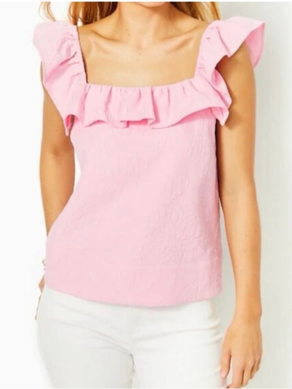 Lilly Pulitzer Pink Zoya Ruffle Tank Top Size 2 XS